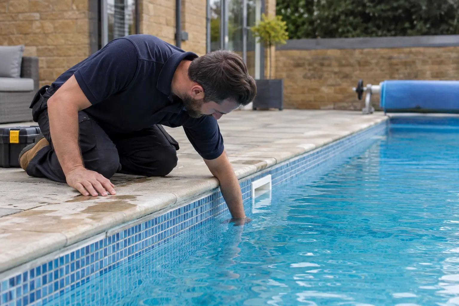 Pool Leak Detection carried out by a swimming pool technician